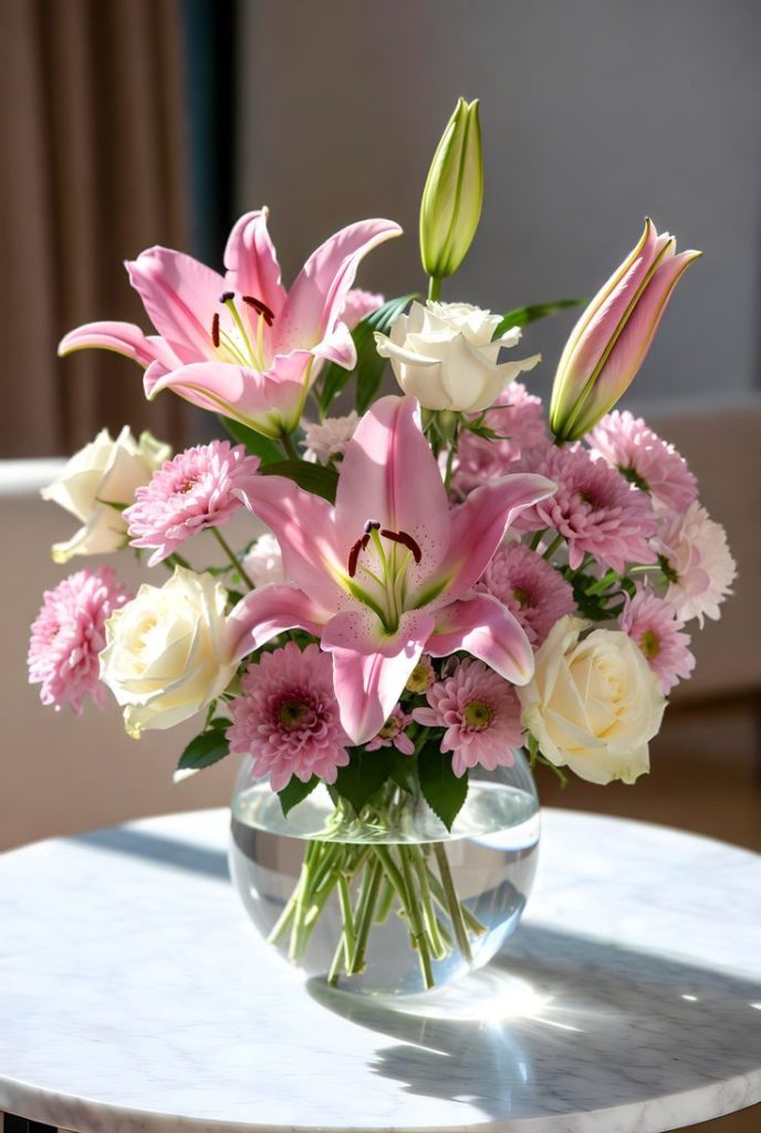Fresh water being added to a vase to keep flowers fresh and healthy 